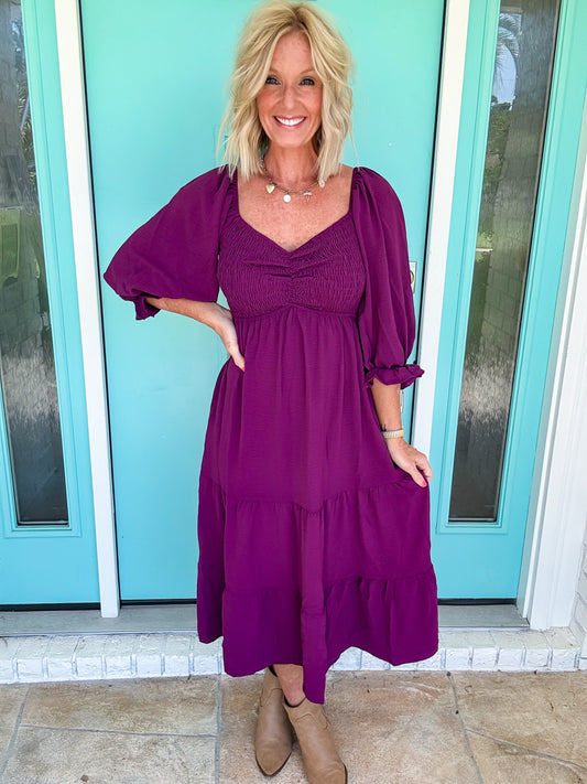 Sweet Merlot Midi Dress