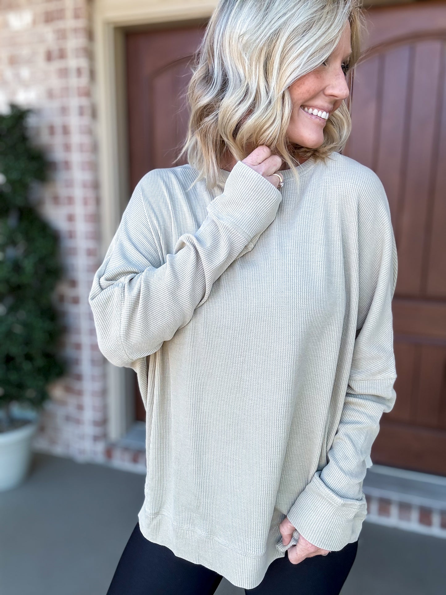 Heather Waffle Knit Pullover— New Colors