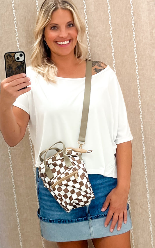 Mocha Checkered Sling Bag