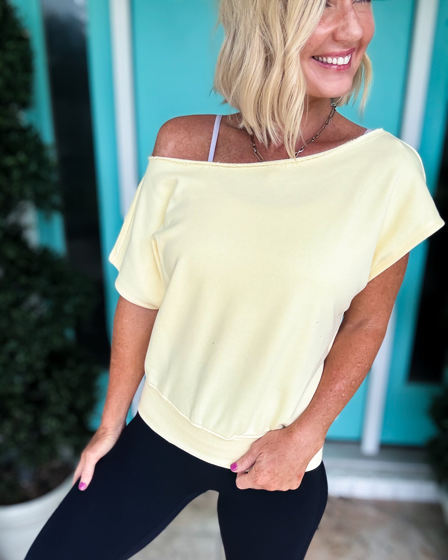 French Terry Off Shoulder Top