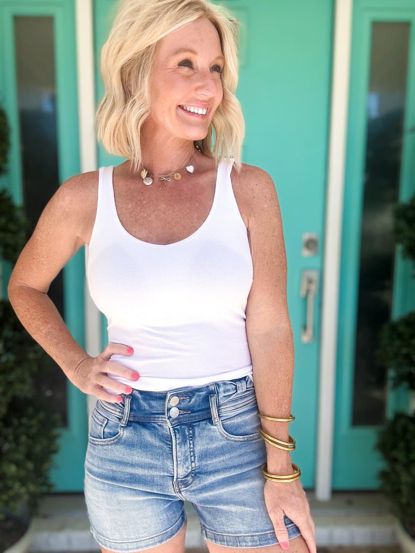 Tiffany Ribbed Tank w/ Built-In Bra