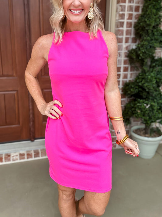 Sassy & Solid Color Dress -- Pink