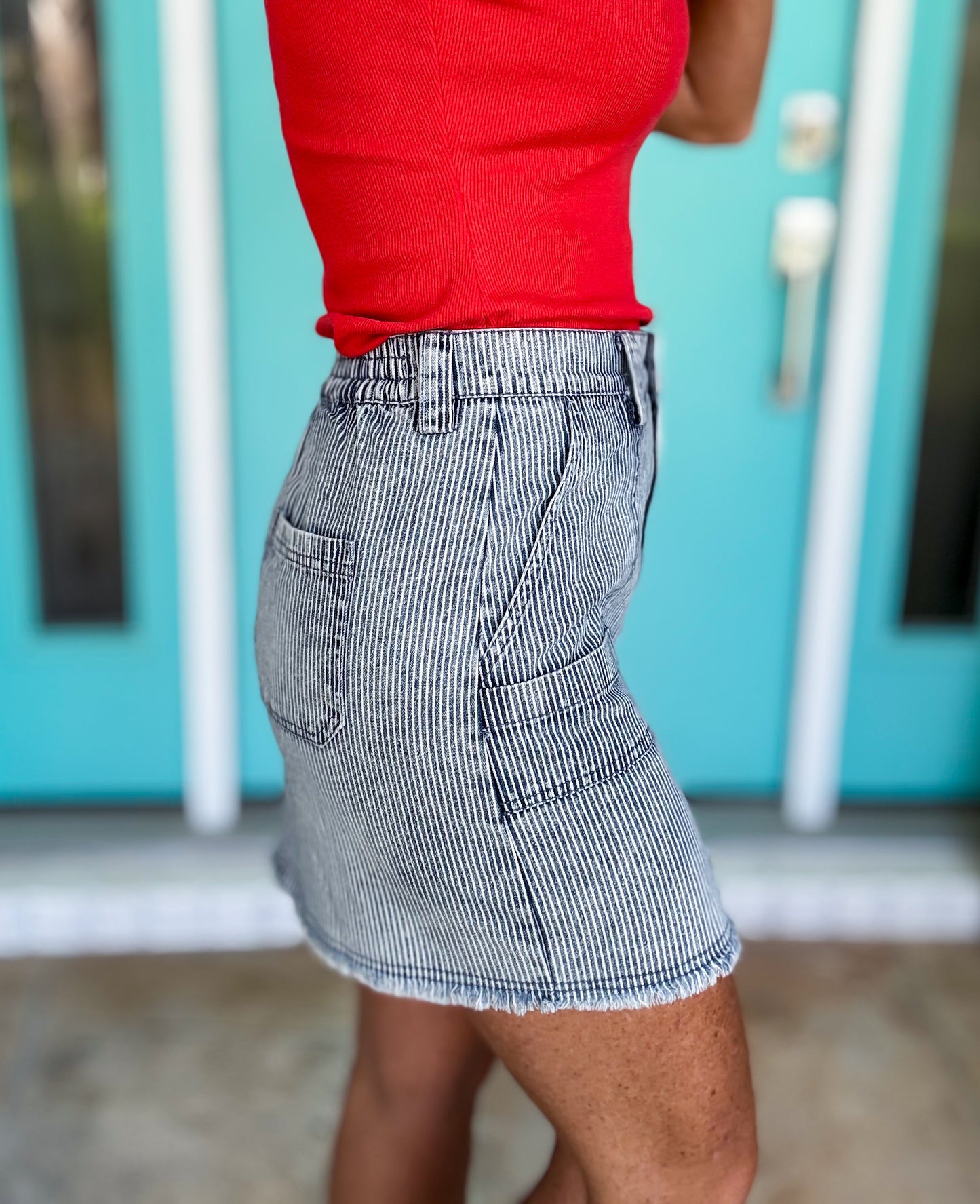 Denim Dash Striped Skirt