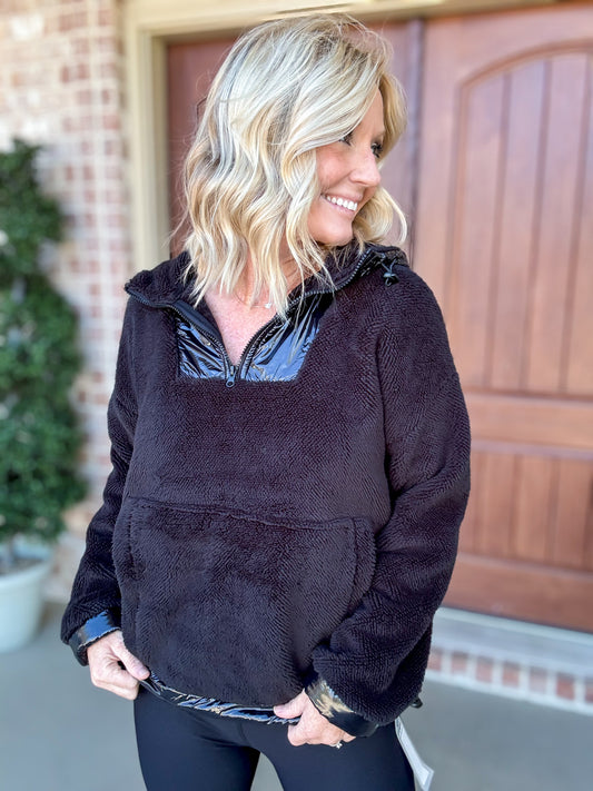 Hailey Half Zip Plush Hoodie -- Mono B