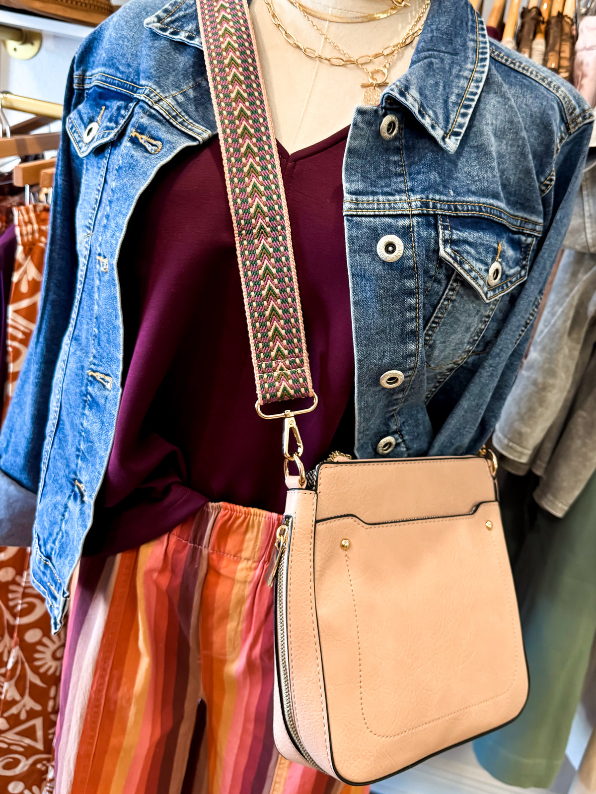 Pink Boho Crossbody Bag