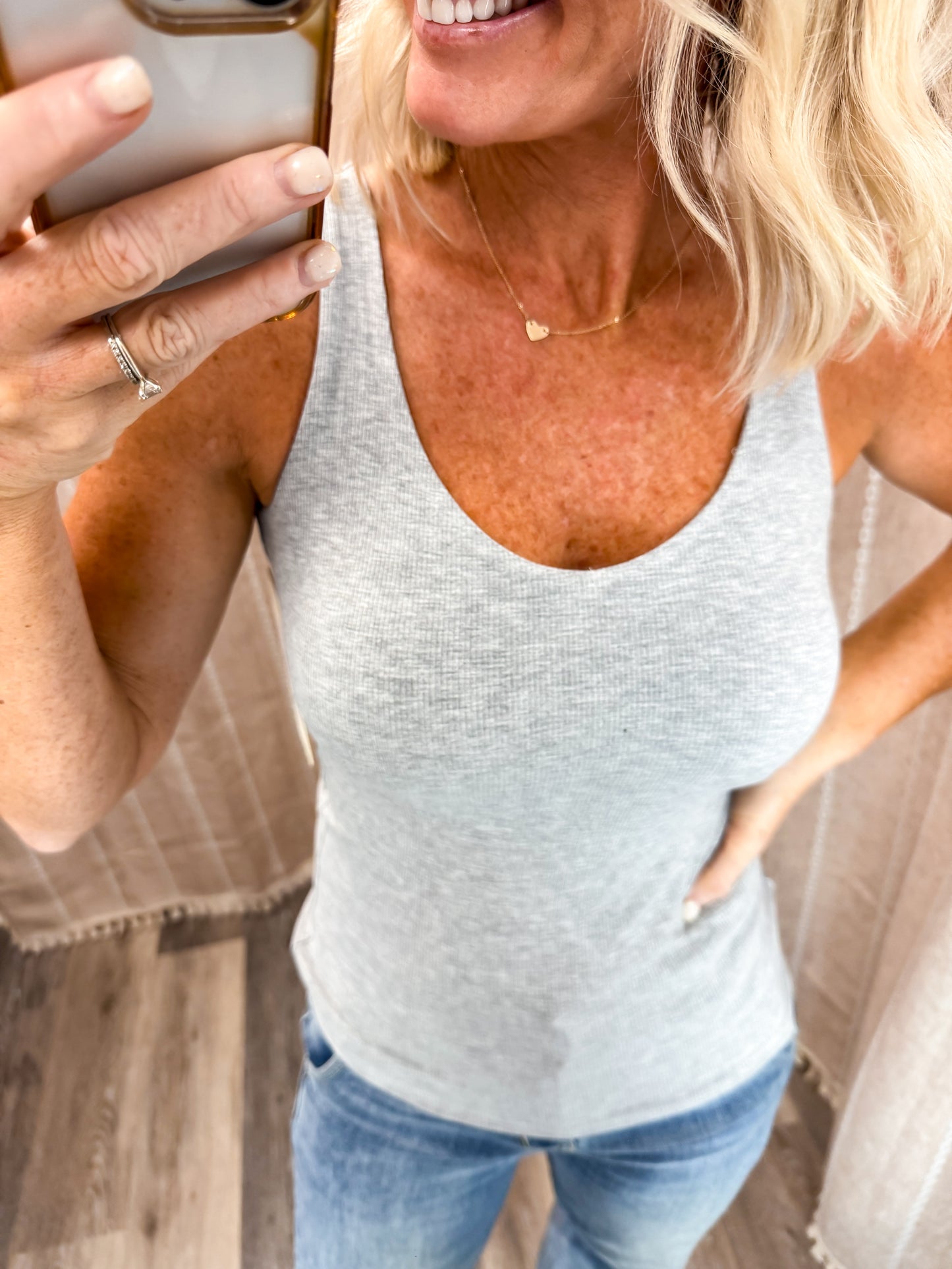 Tiffany Ribbed Tank w/ Built-In Bra