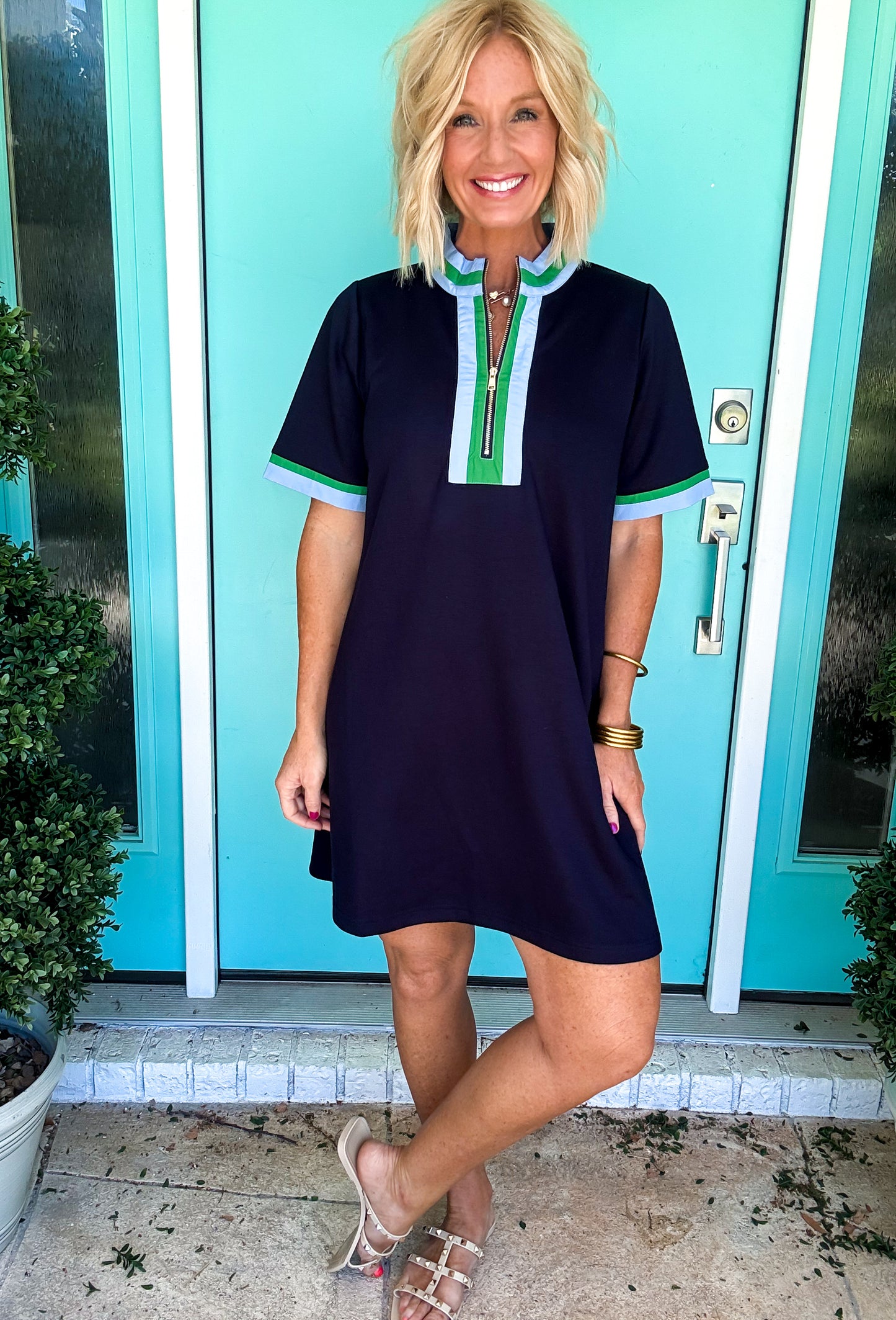 She's Booked & Busy Scuba Dress