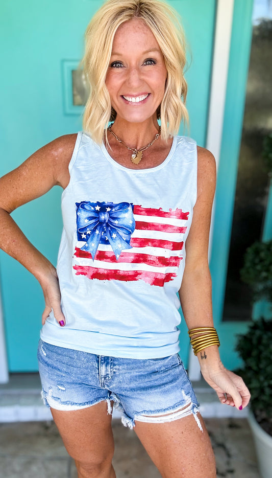 Flag Bow Comfort Colors Tee/Tank