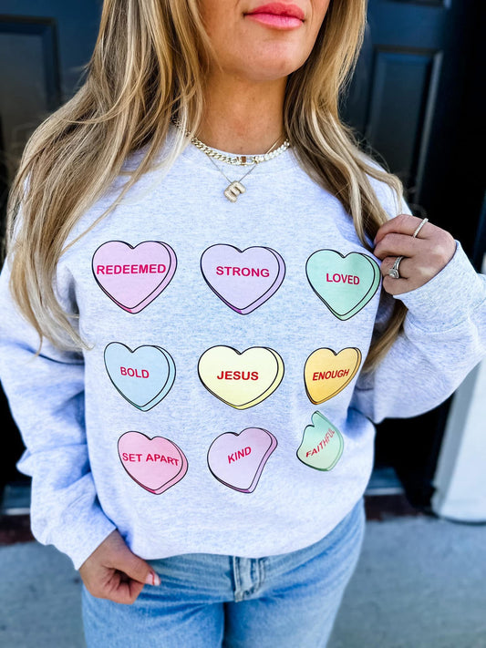 Candy Hearts Jesus Style Sweatshirt