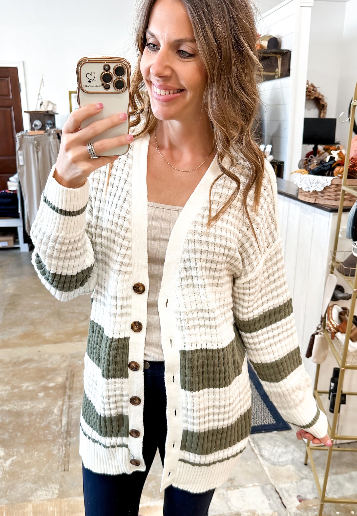 Striped Cozy Cascade Cardigan