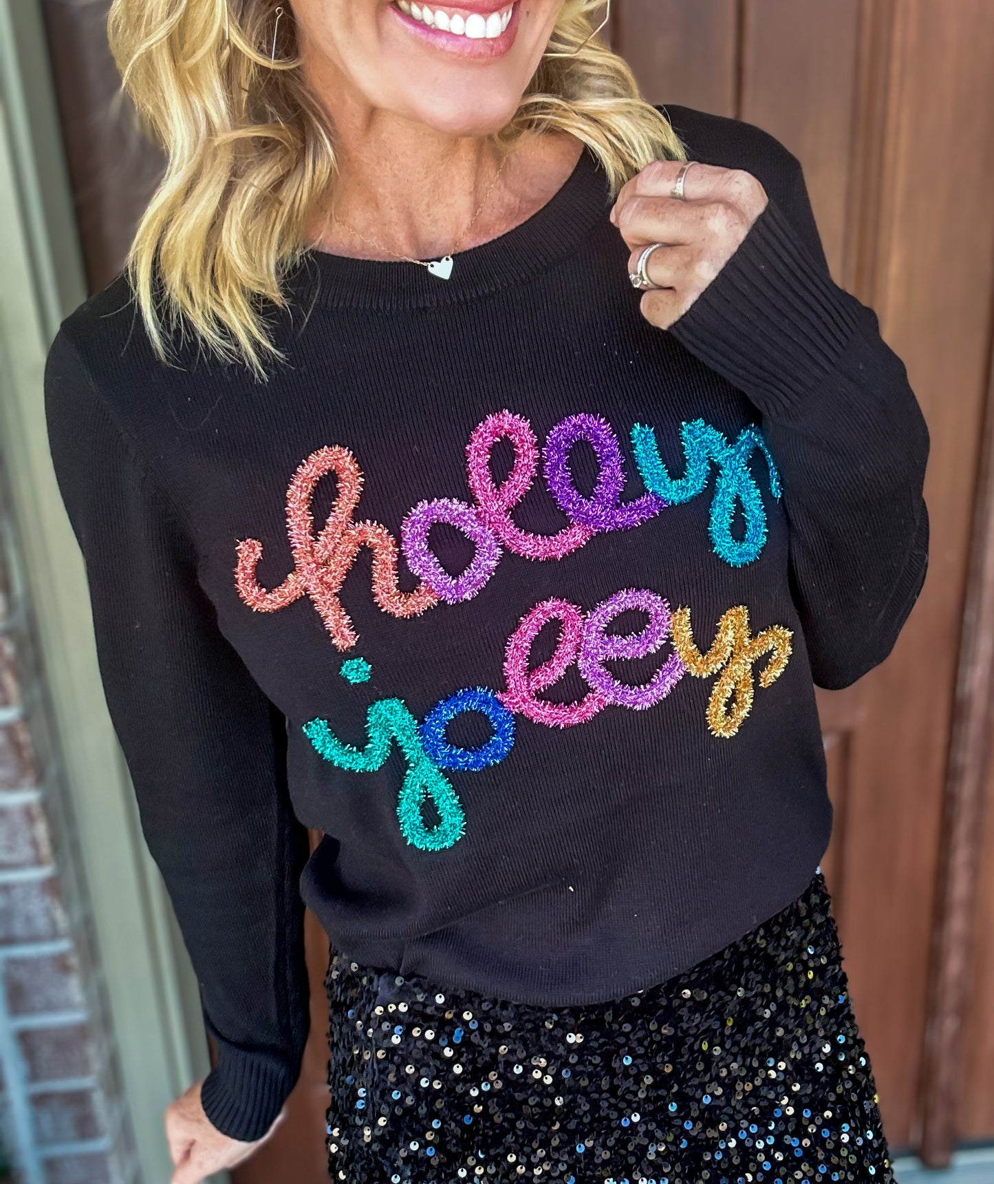 Holly Jolly Glitter Tinsel Sweater