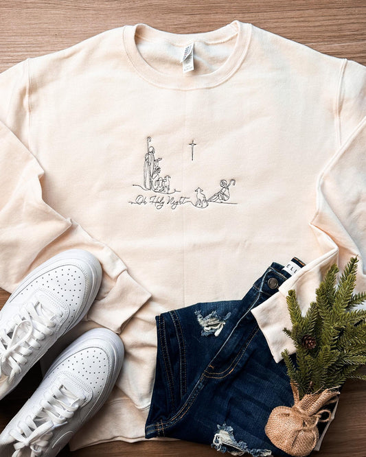 Oh Holy Night Embroidered Sweatshirt