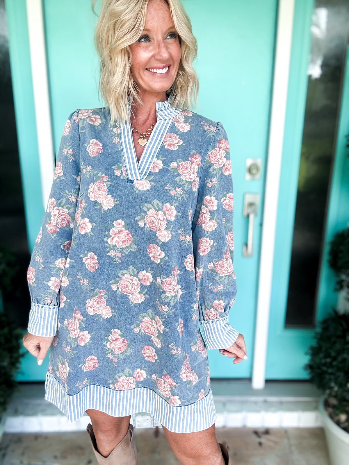 The Willow Bloom Denim Dress
