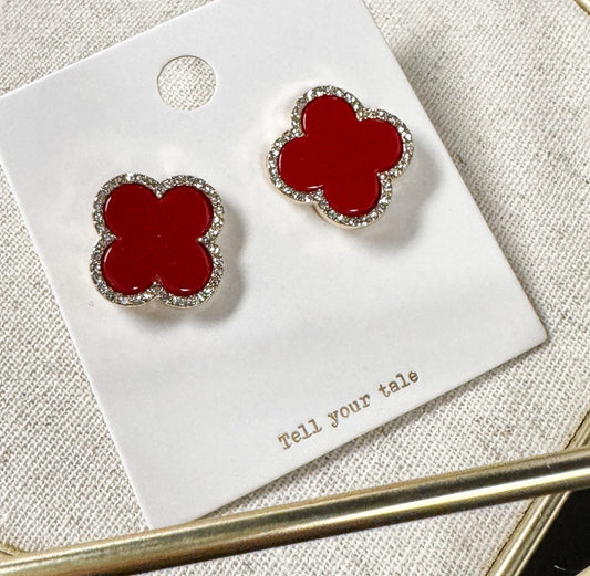 The Red Clover Stud Earring