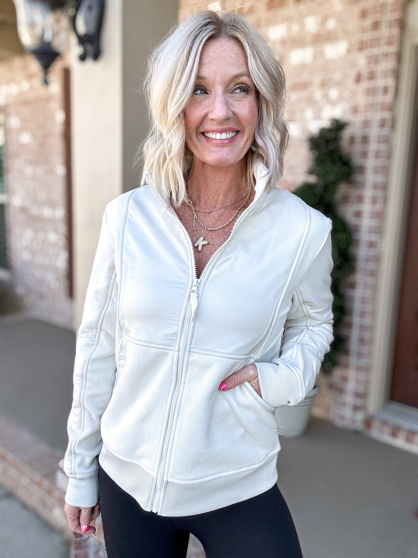 Toasty & Textured Fleece Jacket -- Ivory