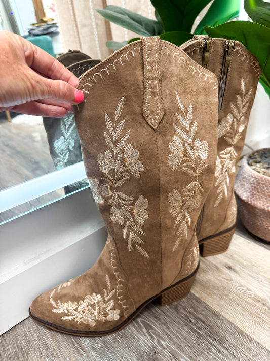 Whitney Stitched Suede Boots