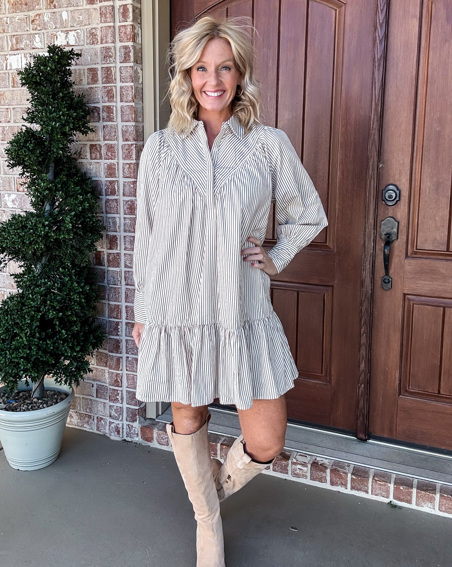 Stephanie Striped Shirt Dress