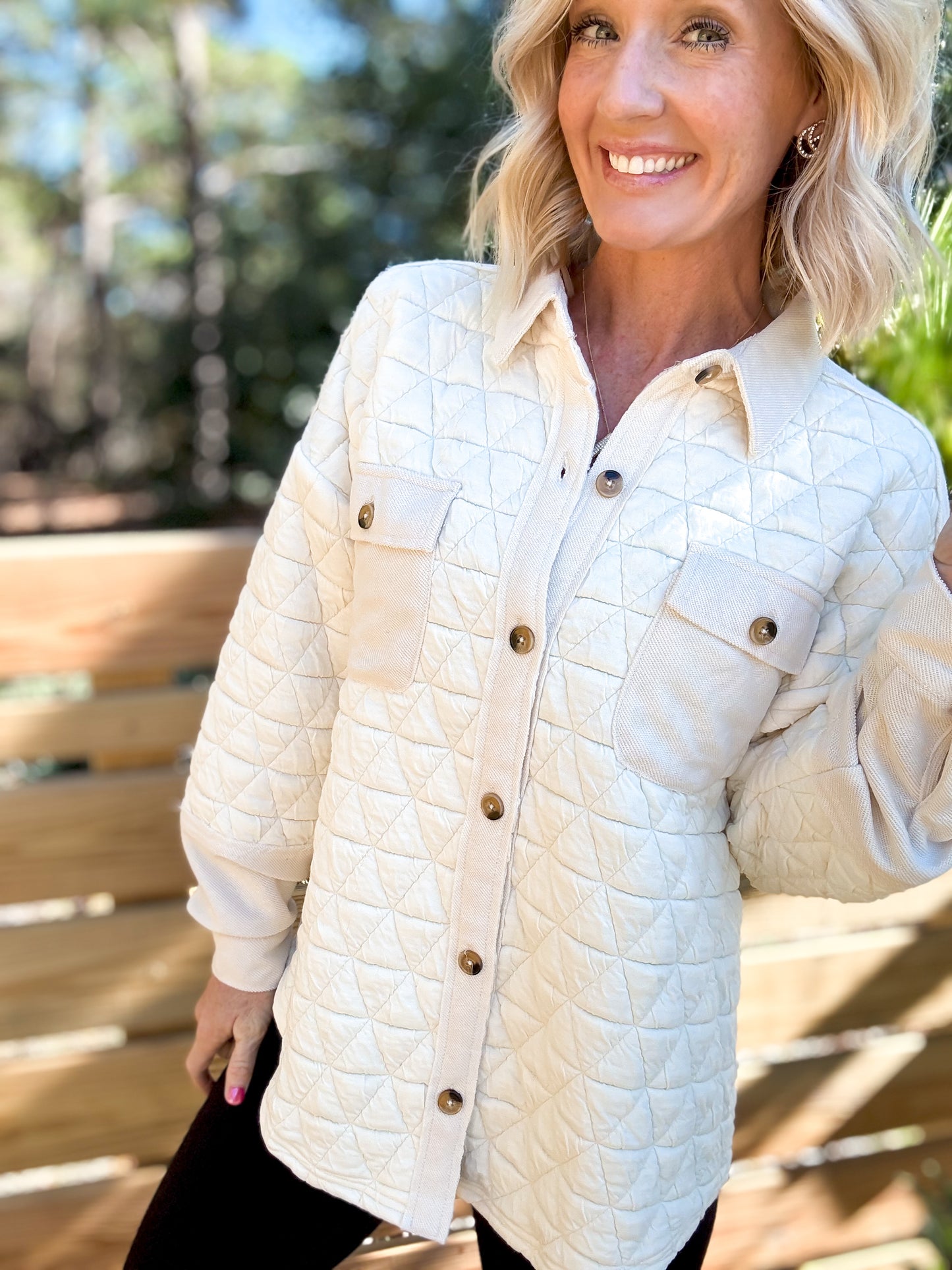 Cream Luxe Quilted Shacket