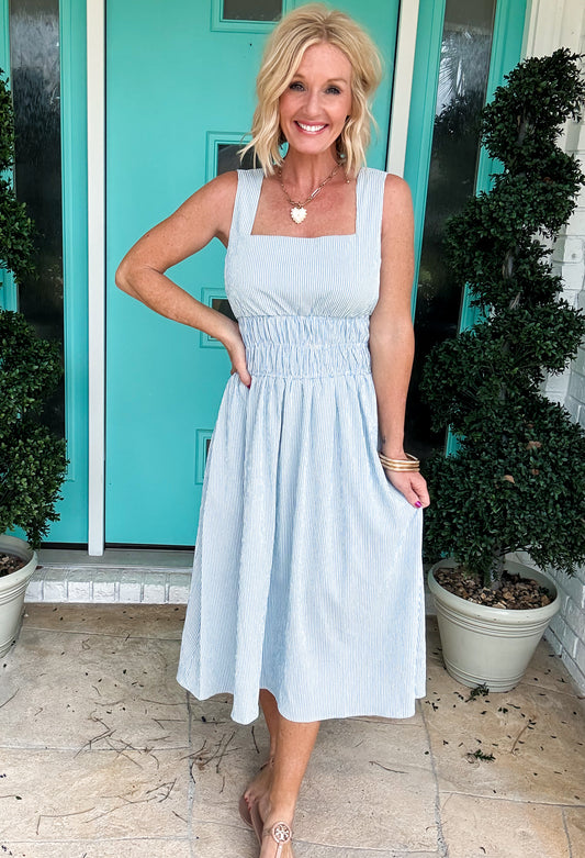 Yacht Club Fit & Flare Midi Dress