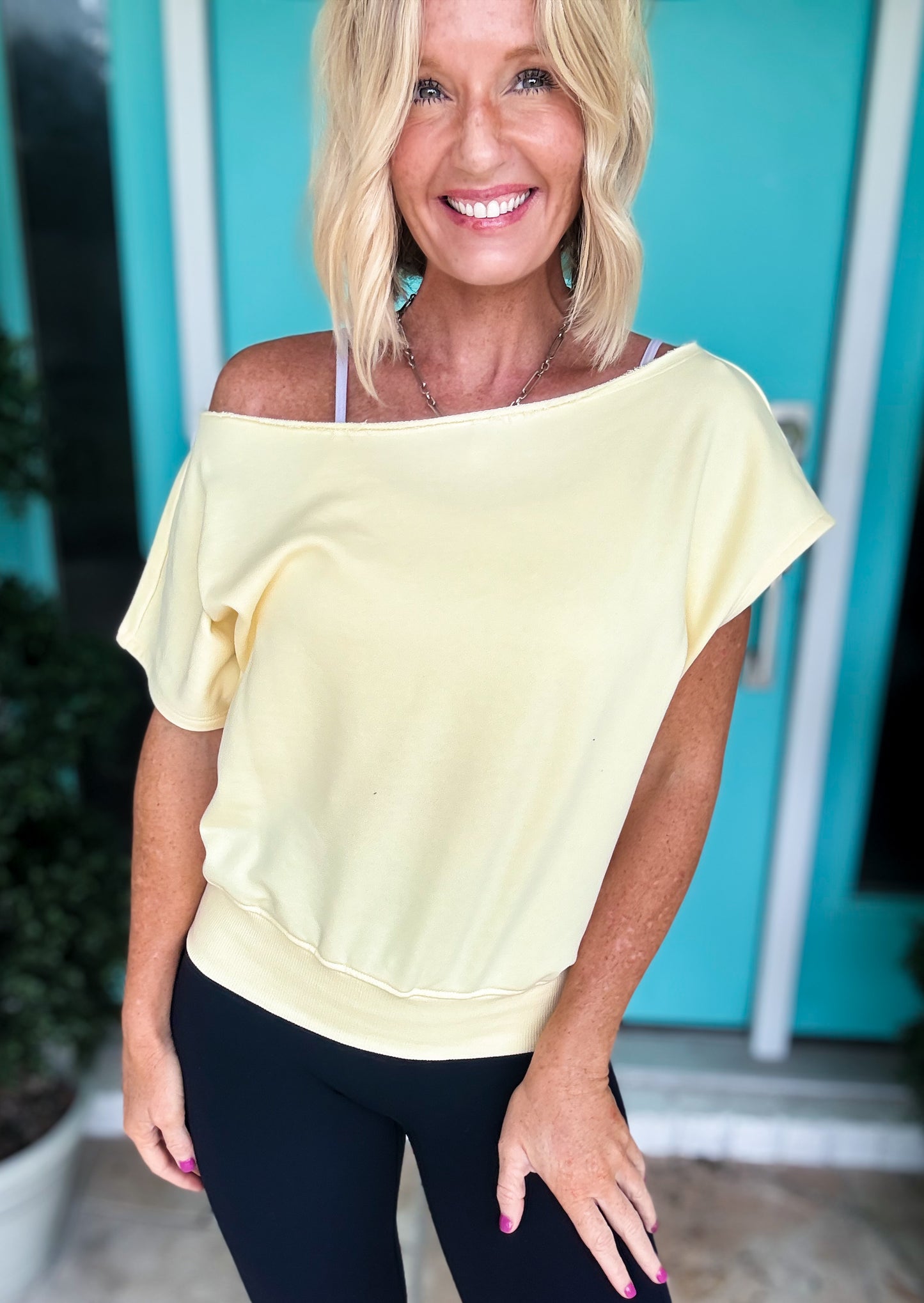 French Terry Off Shoulder Top