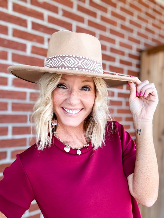 Boho Stripe Pattern Fedora Hat