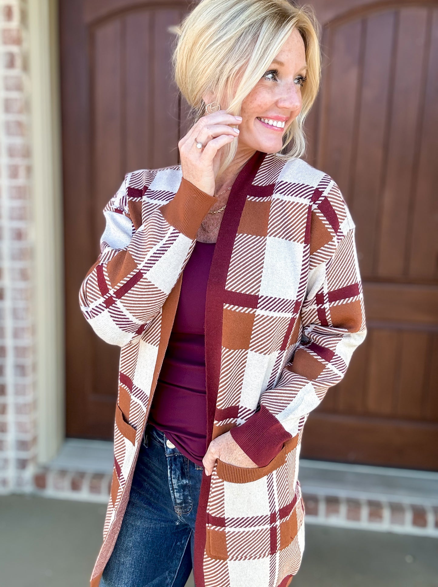 Plaid & Play Cardigan Sweater