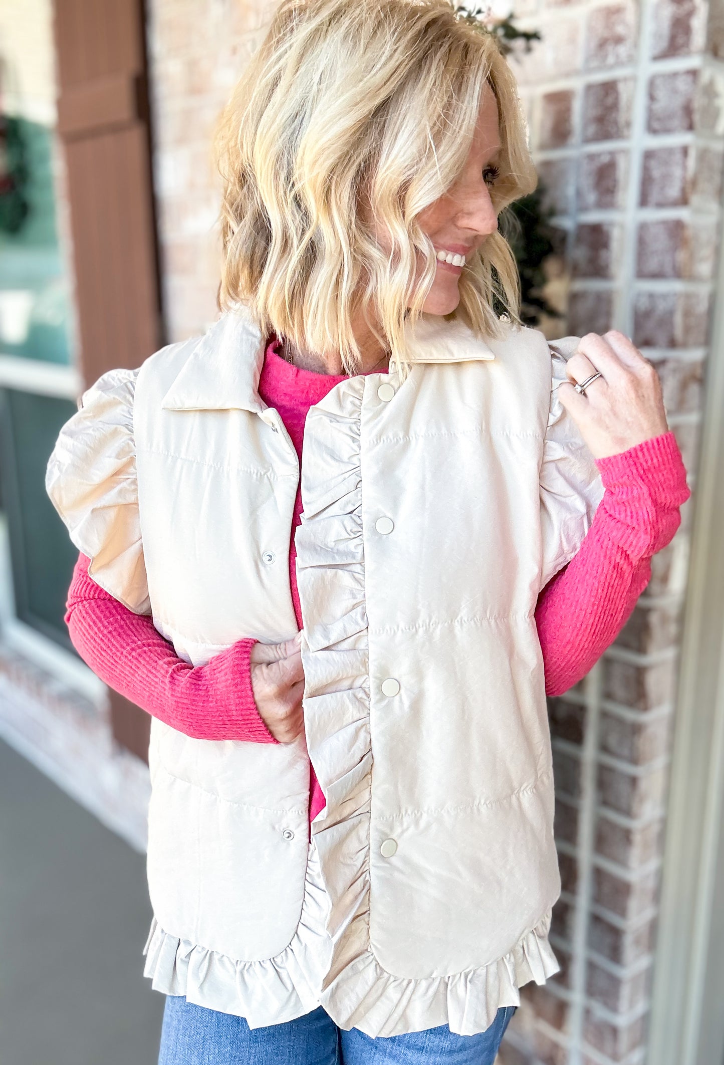 Chic Ruffle Puffer Vest