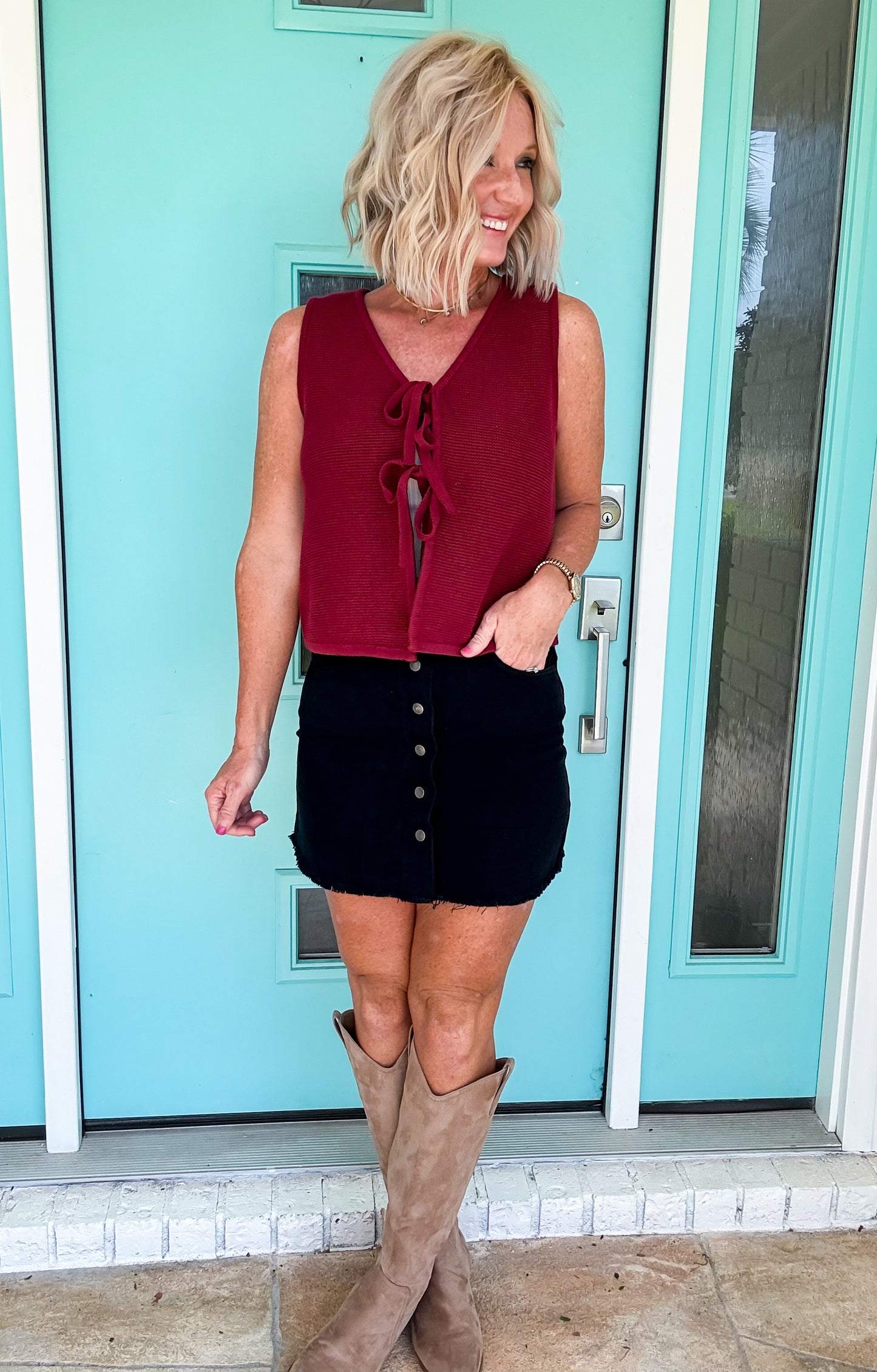 Twill & Tailored Button Skirt