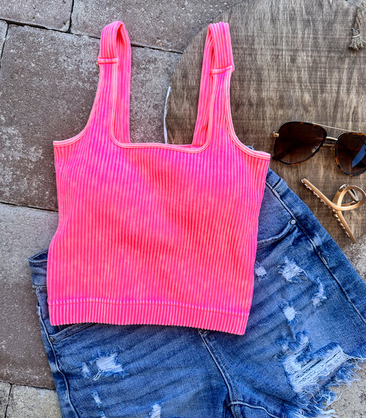 Penny Padded Cropped Tank -- Pink