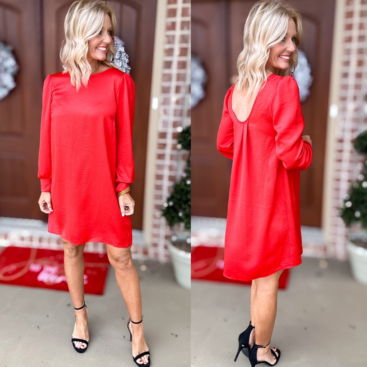 The Sarah Scoop Back Dress - Red