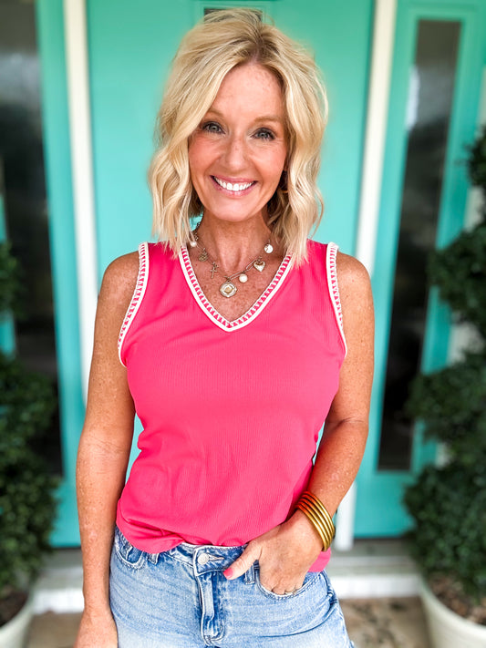 Whisper Embroidery Stitched Tank