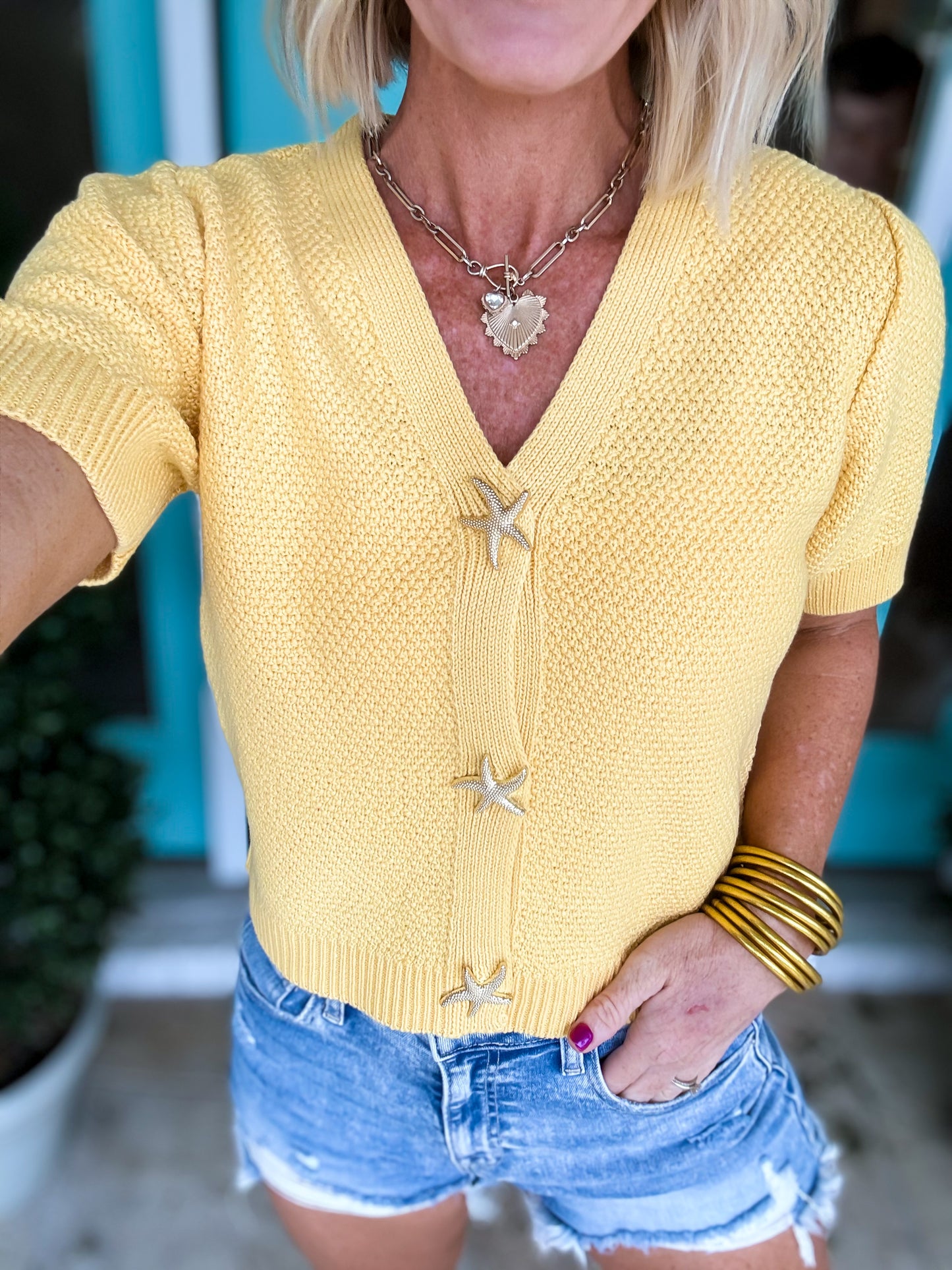 Starfish Gold Button Cardigan