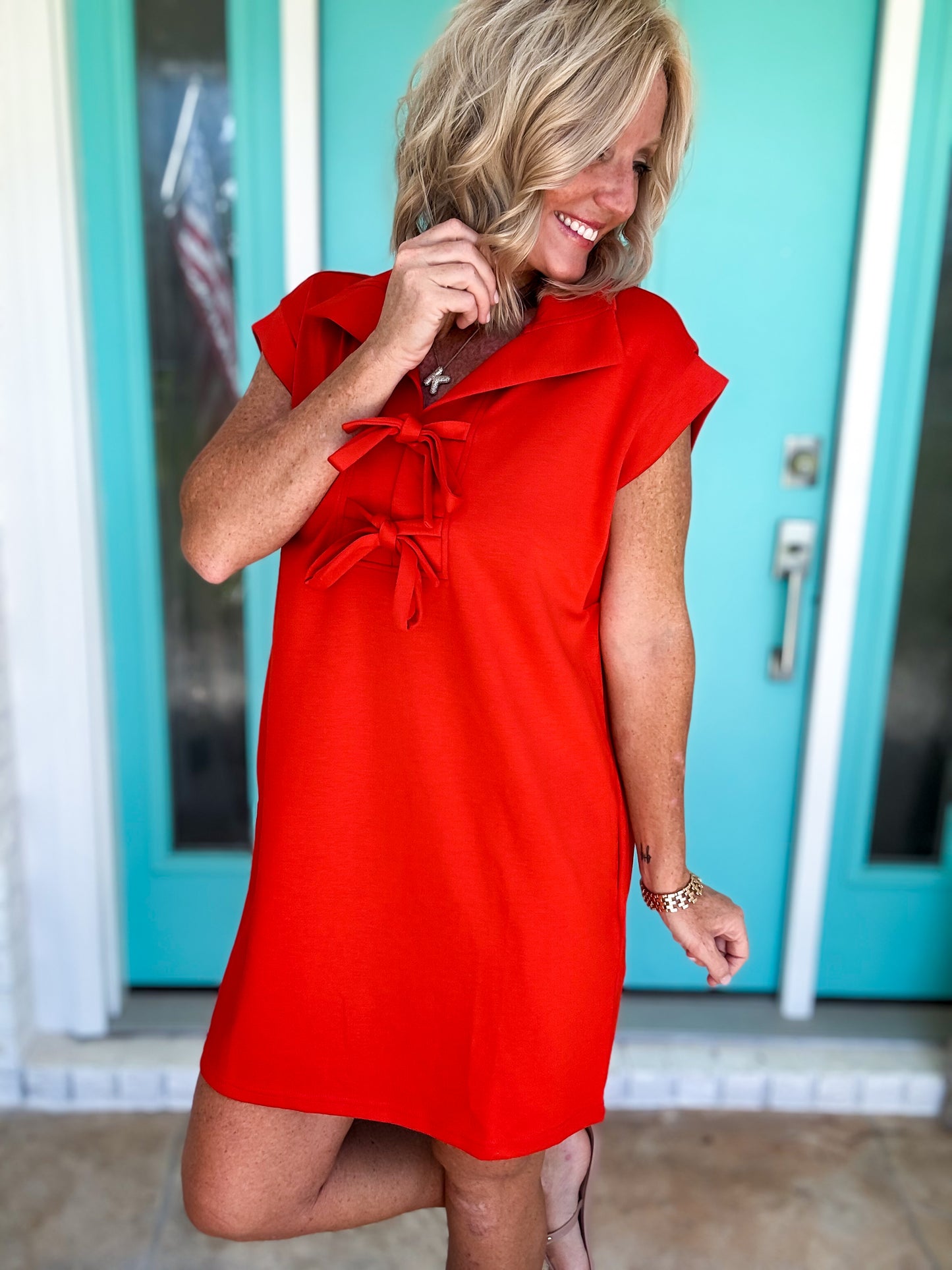 Red Ribbon Flame Scuba Dress