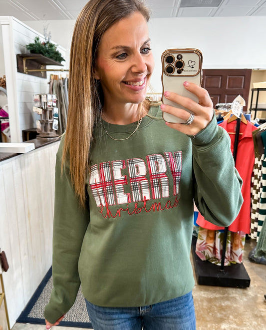 Merry Christmas Plaid Sweatshirt