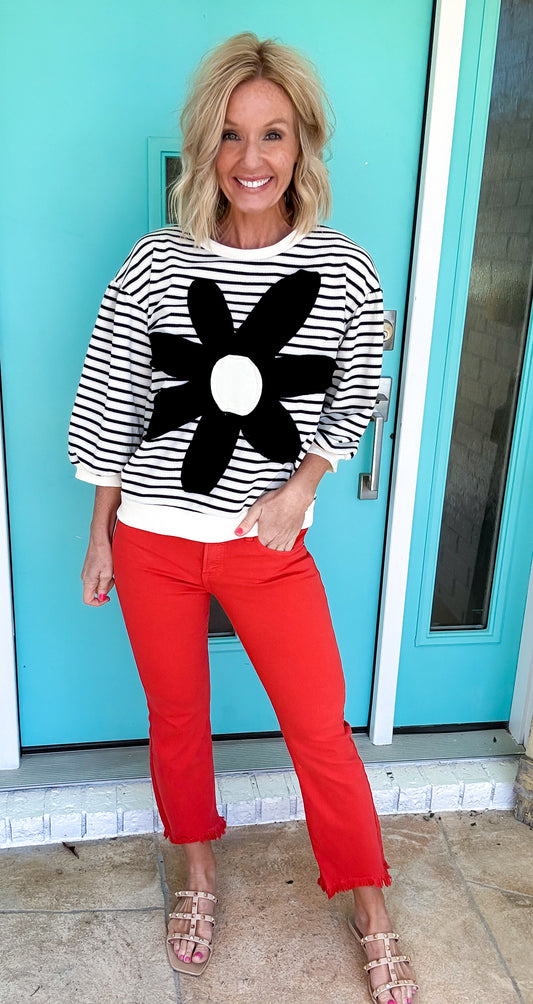 Striped Flower Patch Blouse