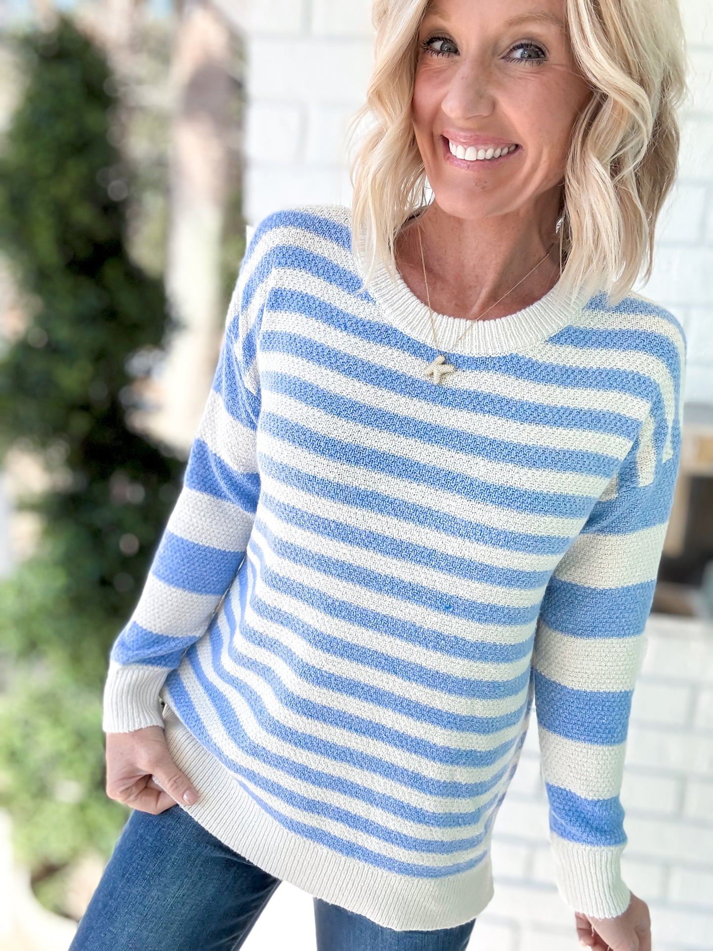 Rippled Striped Sweater