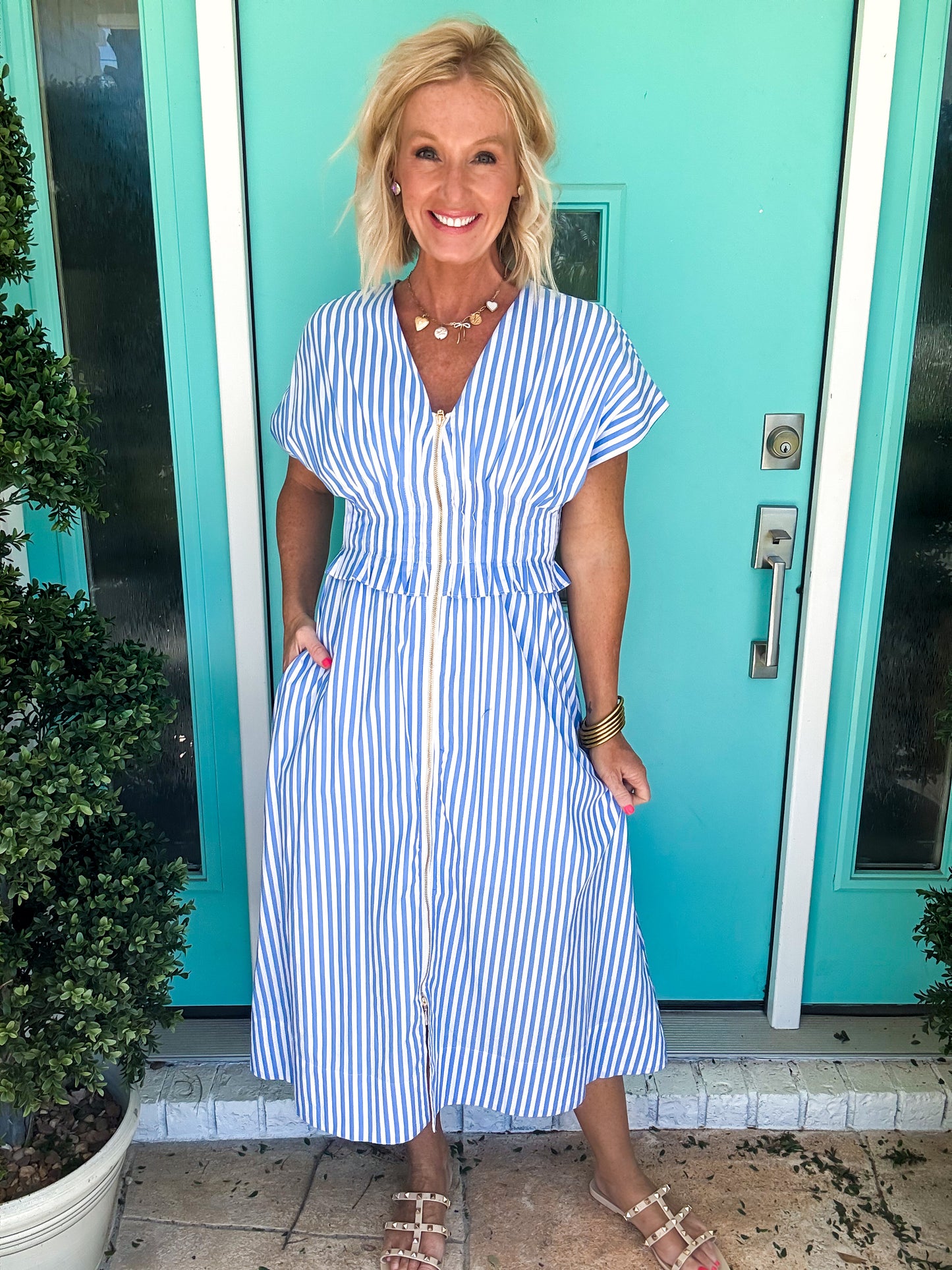 Chambray Charm Zip Dress