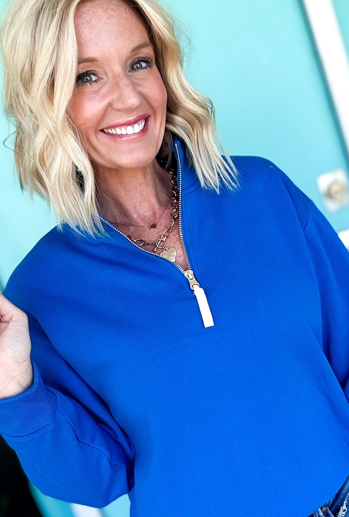 Chilly Fall Days Pullover | Gold Zipper