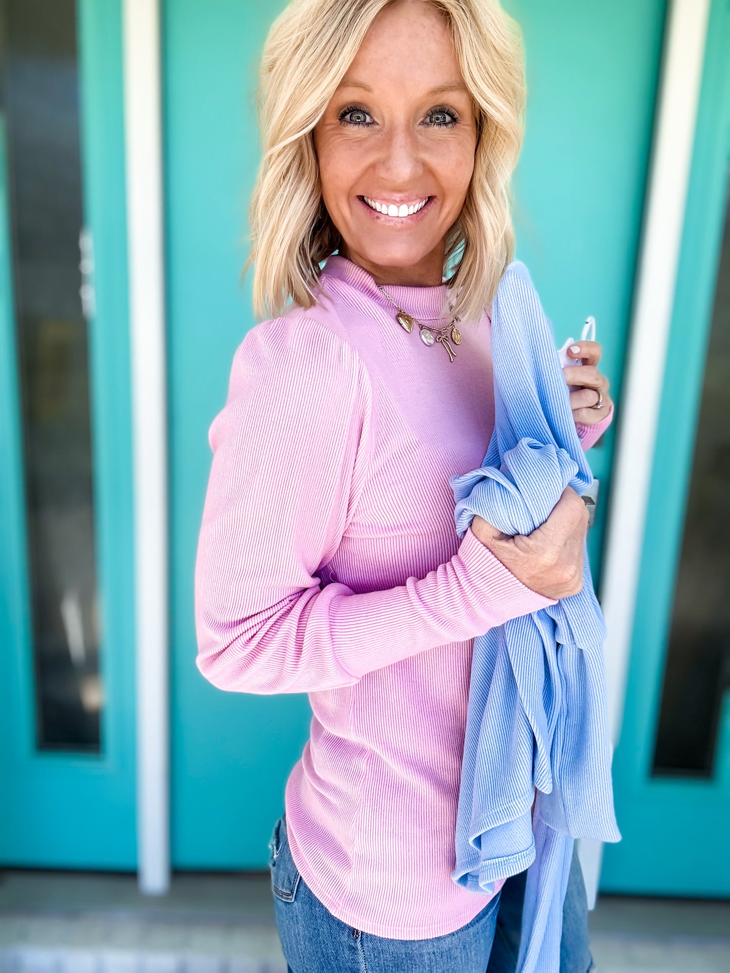 Spring Breeze Mock Neck Top