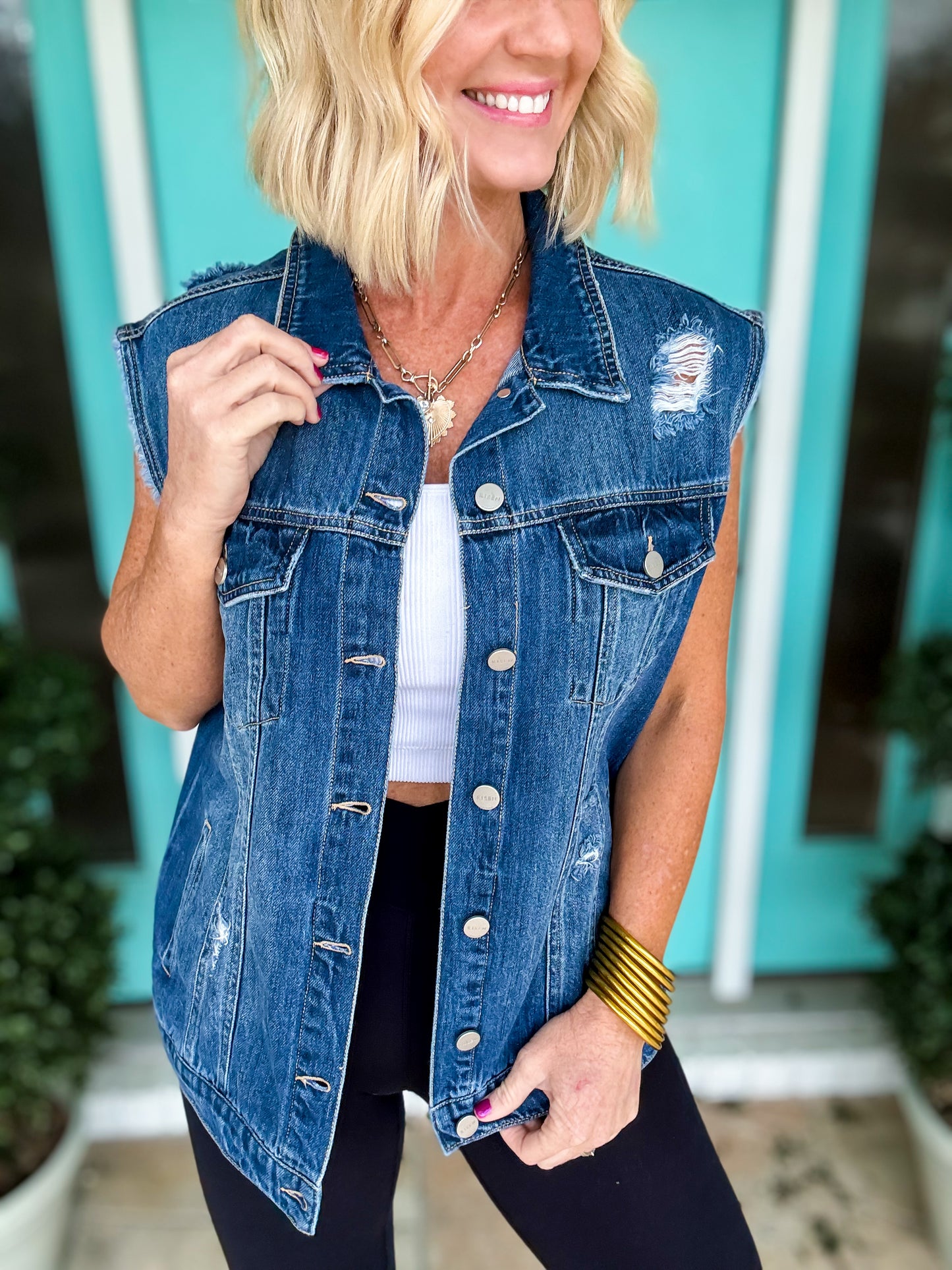 Front Row Denim Vest by Risen