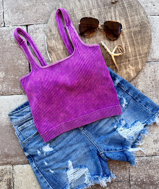 Penny Padded Cropped Tank -- Plum