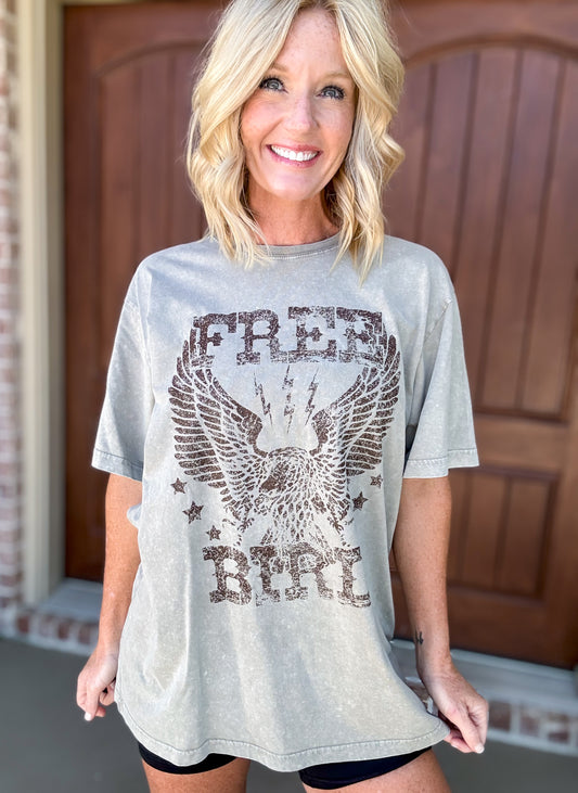 Free Bird Eagle Vintage Boyfriend Tee in Mocha