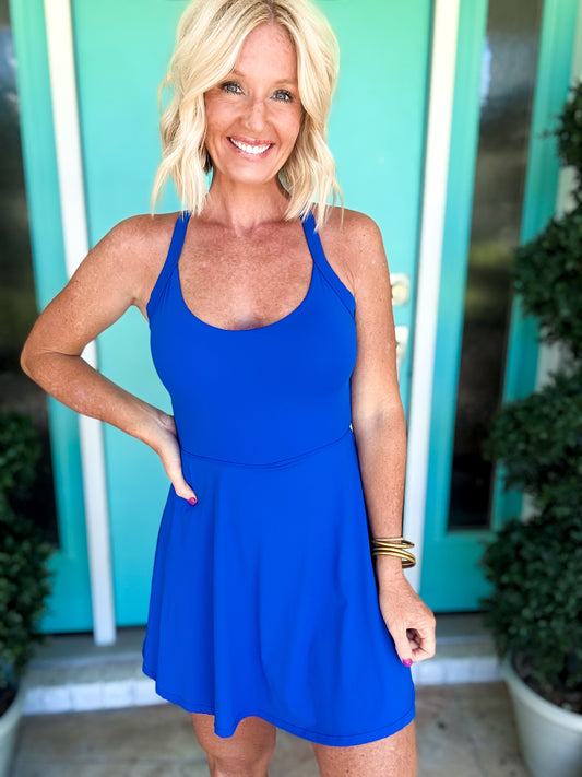 The Rally Blue Romper Dress
