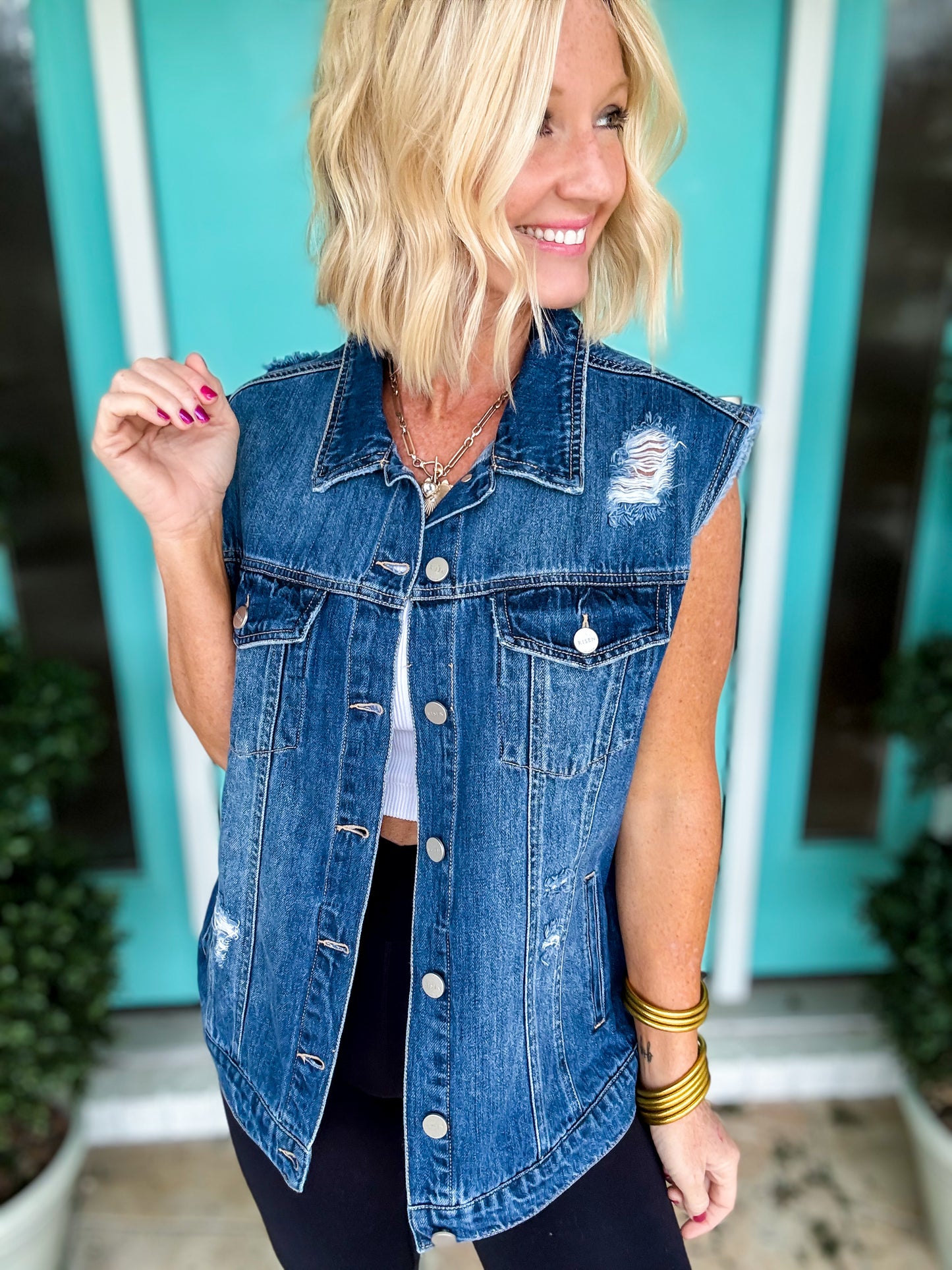 Front Row Denim Vest by Risen