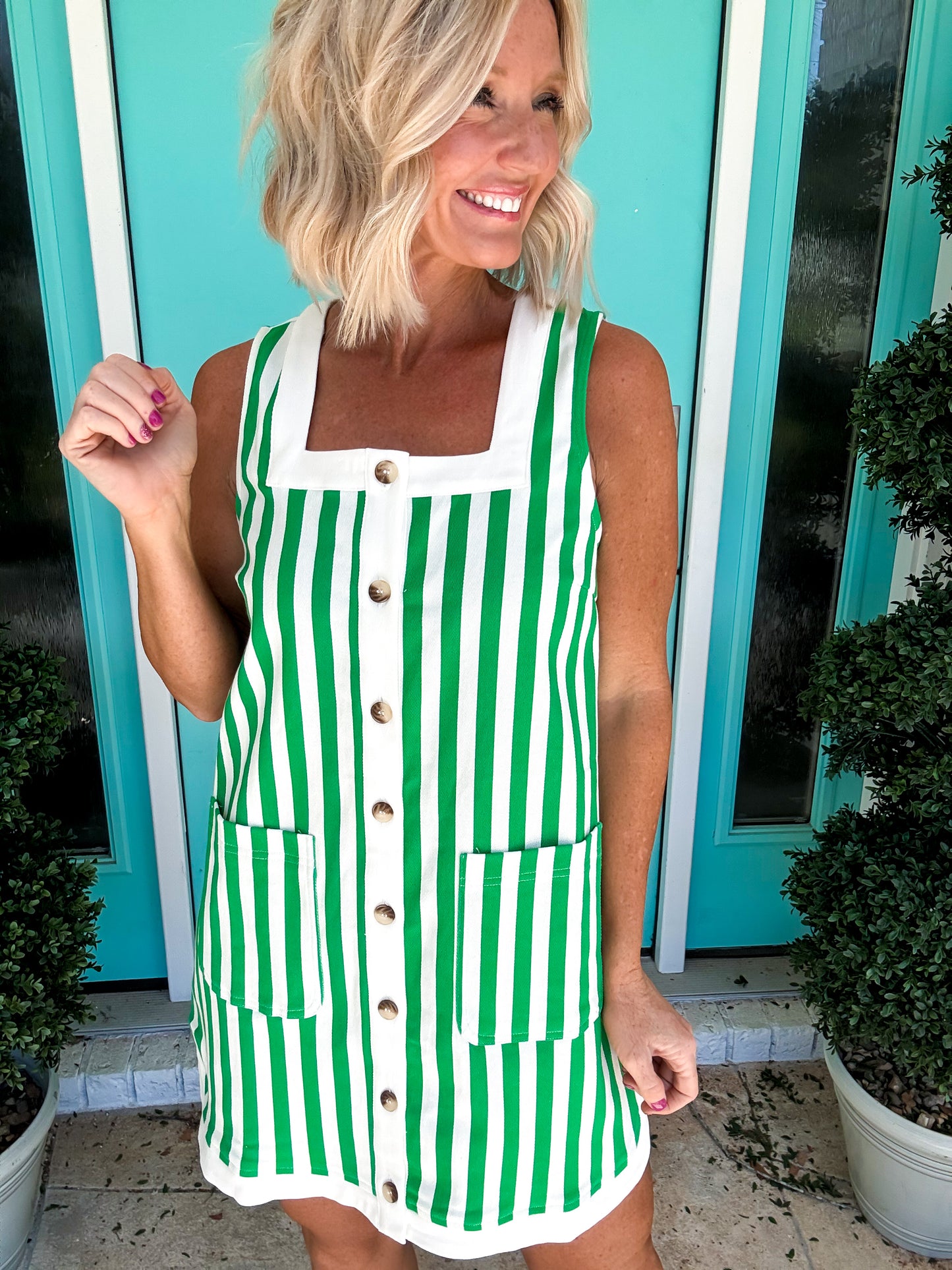 The Button Me Up Striped Dress