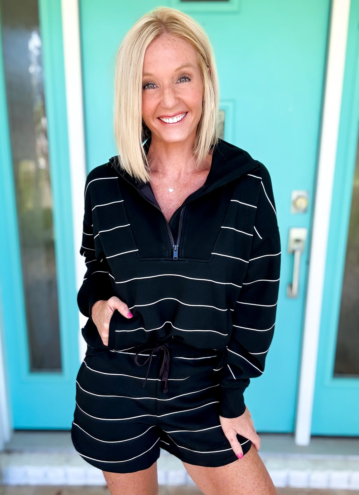Lucy Luxe Striped Scuba Pullover