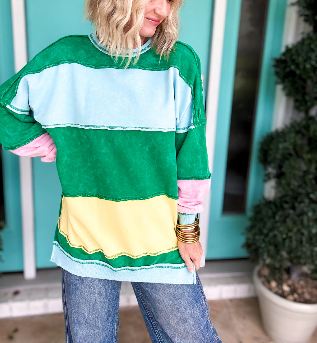 Bright Side Color Block Pullover