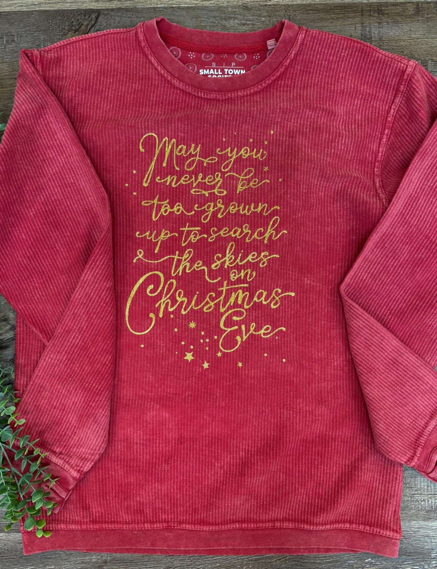 Christmas Eve Glitter Corded Sweatshirt