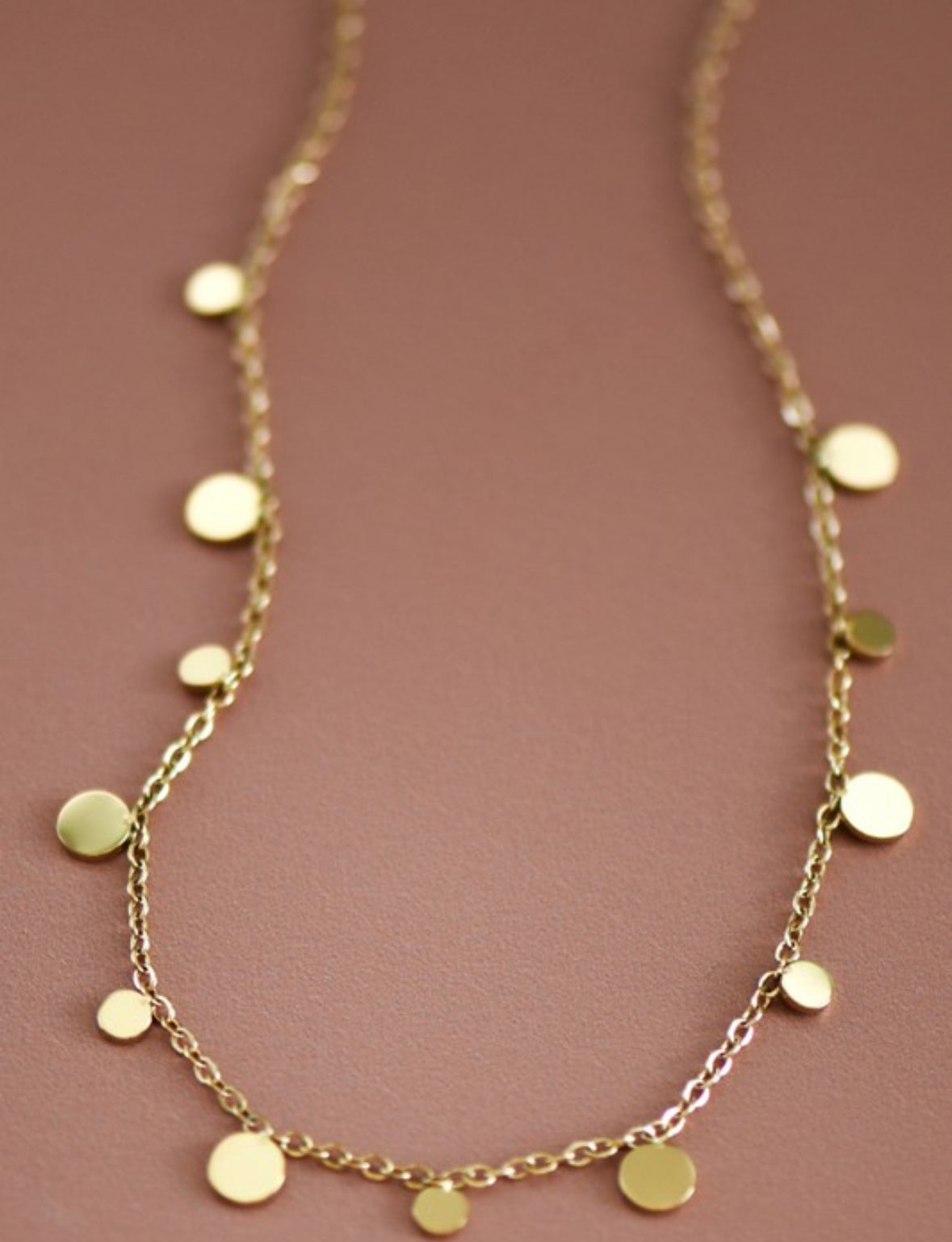 Stainless Shine Circle Detail Necklace 18K Non-Tarnish