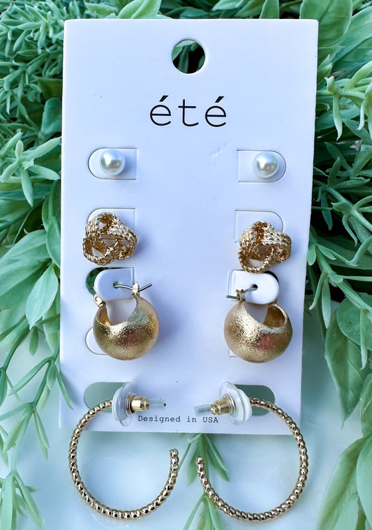 Pearl Stud & Gold Hoop Set
